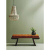 Inca Brown Leather Bench with Cedar Wood Angular Base