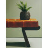 Inca Brown Leather Bench with Cedar Wood Angular Base