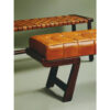 Inca Brown Leather Bench with Cedar Wood Angular Base
