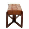 Inca Brown Leather Bench With Wooden Base
