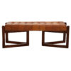 Inca Brown Leather Bench With Wooden Base
