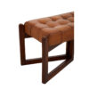 Inca Brown Leather Bench With Wooden Base