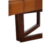 Inca Brown Leather Bench With Wooden Base