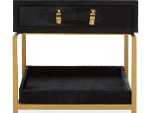 Kensington Townhouse Gold and Black Hair On Leather Side Table