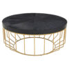Kensington Townhouse Gold and Black Hair on Leather Round Coffee Table