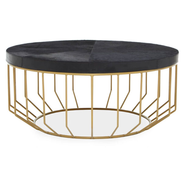 Kensington Townhouse Black Hair On Leather Round Coffee Table
