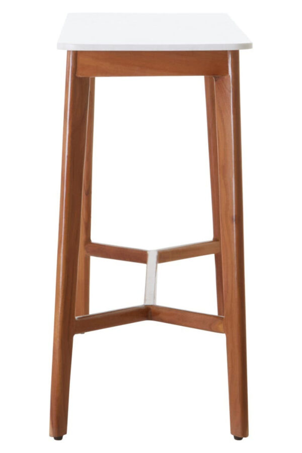 Myan Acacia Wood and White Marble Console Table