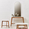 Myan Acacia Wood and White Marble Console Table