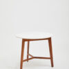 Myan Acacia Wood and White Marble Round Side Table