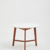 Myan Acacia Wood and White Marble Round Side Table