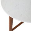 Myan Acacia Wood and White Marble Round Side Table