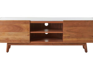 Myan Acacia Wood and White Marble Media Unit
