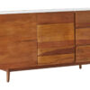 Myan 3 Drawer Acacia Wood White Marble Sideboard