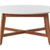 Myan Acacia Wood and  White Marble Coffee Table