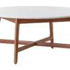 Myan Acacia Wood and  White Marble Coffee Table