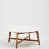 Myan Acacia Wood and  White Marble Coffee Table