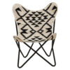 Cefena Black and White Kilim Pattern Butterfly Chair