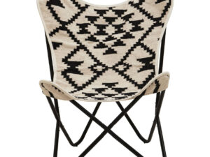 Cefena Black and White Kilim Pattern Butterfly Chair
