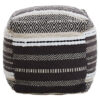 Cefena Grey And White Textured Pouffe