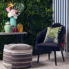 Cefena Grey And White Textured Pouffe
