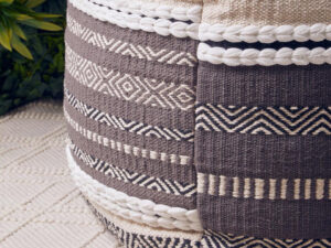 Cefena Grey And White Textured Pouffe