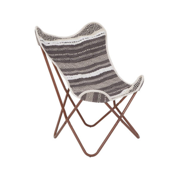 Cefena Grey And White Textured Butterfly Chair