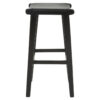 Kendari Black Leather and Teak Barstool