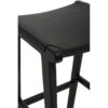 Kendari Black Leather and Teak Barstool