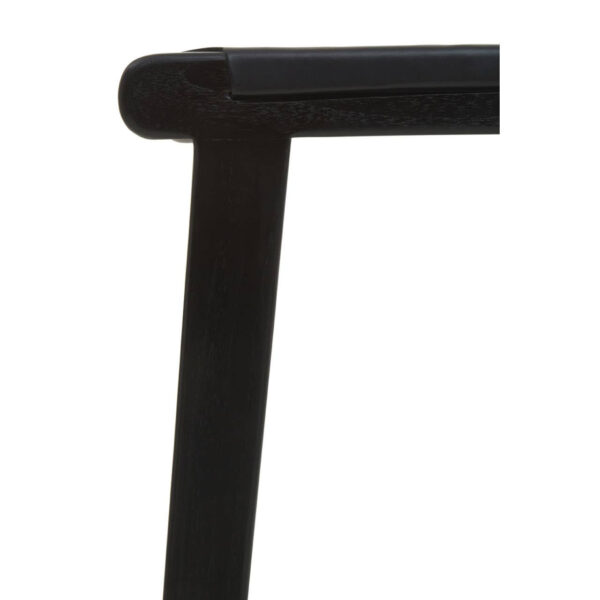 Kendari Black Leather and Teak Barstool