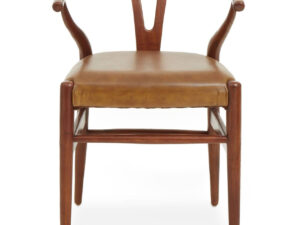 Kendari Tan Leather Wishbone Dining Chair