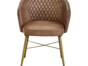Buffalo Grey Leather Chair With Gold Finish Legs