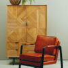 Buffalo Brown Leather Armchair With Black Iron Frame