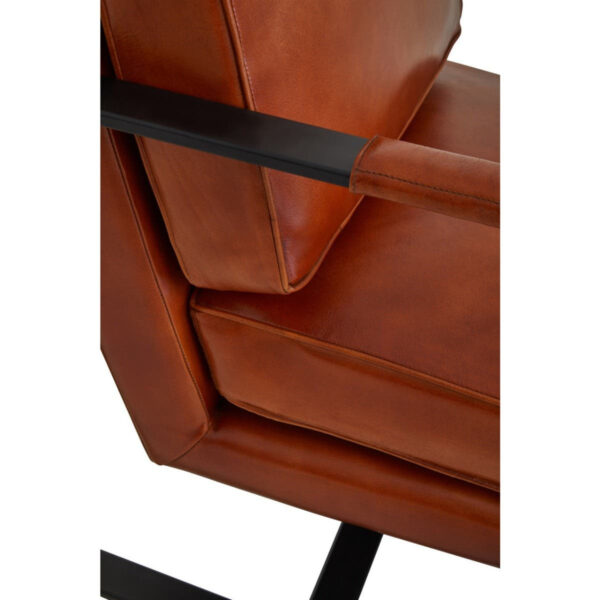 Buffalo Brown Leather Armchair With Black Iron Frame