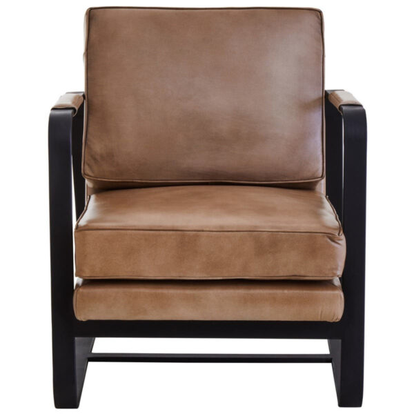 Buffalo Light Brown Leather Armchair With Black Iron Frame