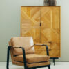 Buffalo Light Brown Leather Armchair With Black Iron Frame