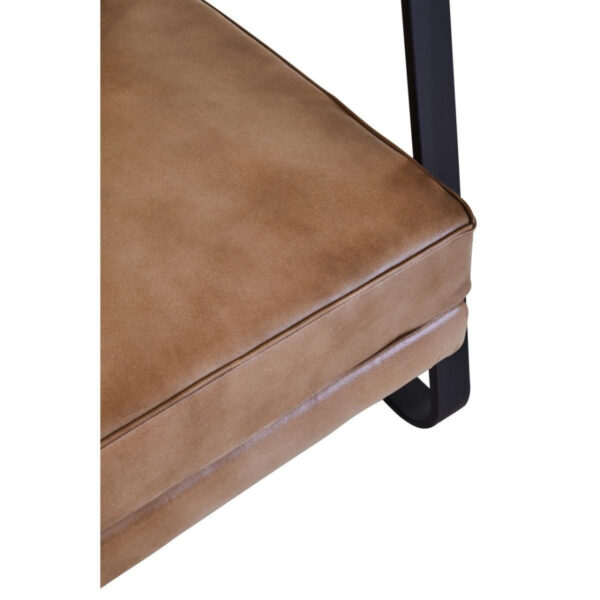 Buffalo Light Brown Leather Armchair With Black Iron Frame