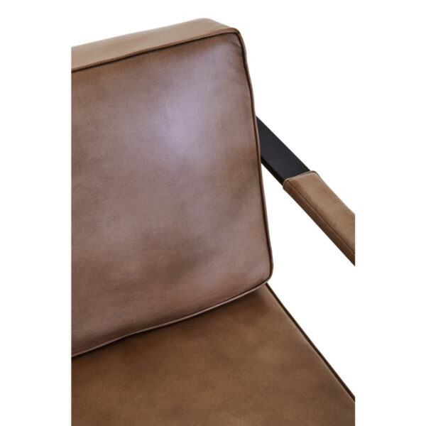 Buffalo Light Brown Leather Armchair With Black Iron Frame
