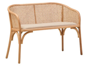 Cebu Natural Cane and Beech Wood Bench with Backrest