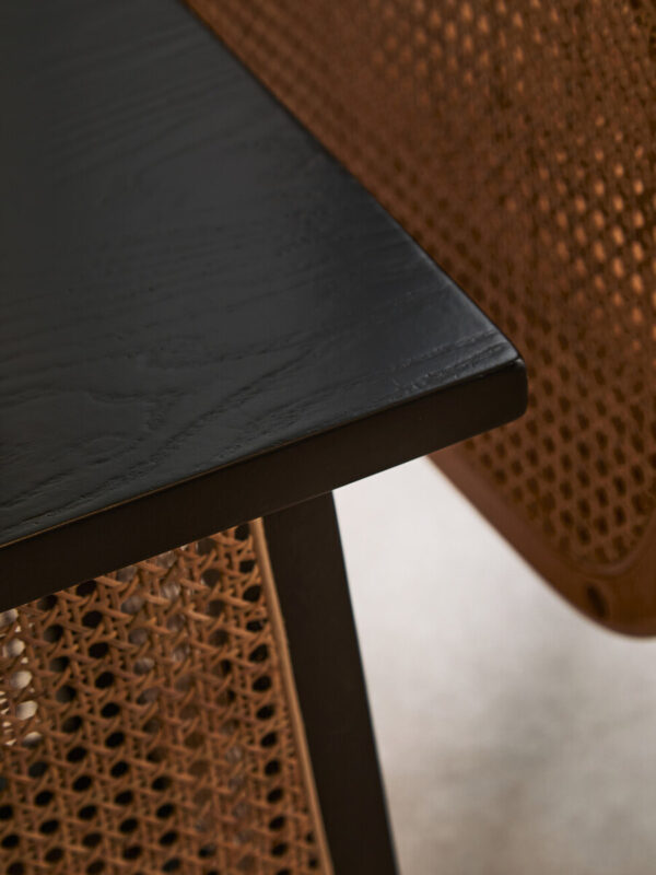 Cebu Natural Cane and Black Elm Wood Side Table