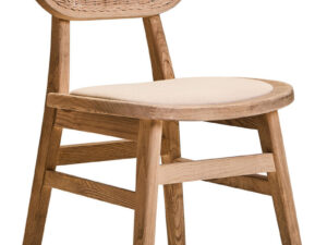 Cebu Beige Fabric and Grey Wash Elm Wood Dining Chair