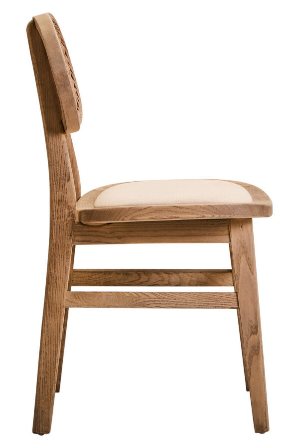 Cebu Beige Fabric and Grey Wash Elm Wood Dining Chair