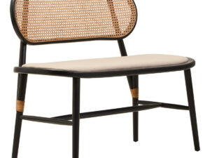 Cebu Natural Cane Bench with Black Elm Wood Frame