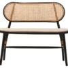 Cebu Natural Cane Bench with Black Elm Wood Frame