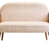 Cebu Ivory Fabric and Cane 2 Seat Sofa with Elm Wood Legs