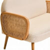 Cebu Ivory Fabric and Cane 2 Seat Sofa with Elm Wood Legs