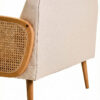 Cebu Ivory Fabric and Cane 2 Seat Sofa with Elm Wood Legs