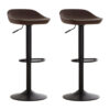 Dalston Brown Set Of Two Leather Effect Bar Stools