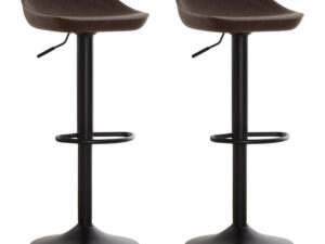 Dalston Brown Set Of Two Leather Effect Bar Stools