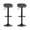 Dalston Brown Grey Set Of Two Leather Effect Bar Stools