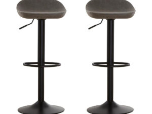 Dalston Brown Grey Set Of Two Leather Effect Bar Stools